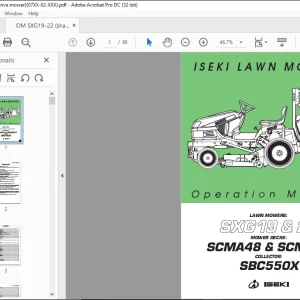 ISEKI LAWN MOWERS SXG19&22 MOWER DECKS SCMA48 & SCMA54 COLLECTOR SBC550X Operation Manual -  PDF DOWNLOAD