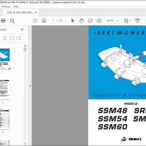 ISEKI MOWER DECK SSM48 SRM48 SSM54 SMM54 SSM60 Operation & Service Manual - PDF DOWNLOAD