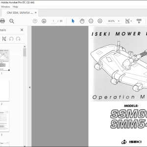 ISEKI MOWER DECKS SSM60 SMM54 Operation Manual - PDF DOWNLOAD