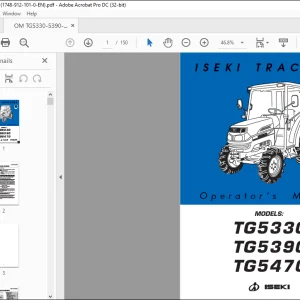 ISEKI TRACTORS TG5330 TG5390 TG5470 Operator’s Manual -   PDF DOWNLOAD