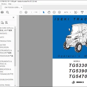 ISEKI TRACTORS TG5330 TG5390 TG5470 Operator’s Manual - PDF DOWNLOAD