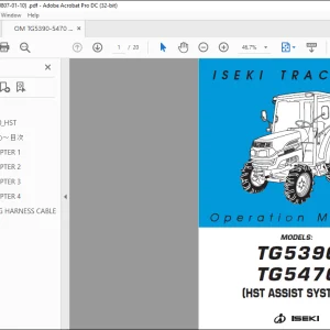 ISEKI TRACTORS TG5390 TG5470 (HST ASSIST SYSTEM) Operation Manual - PDF DOWNLOAD