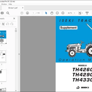 ISEKI TRACTORS TH4260 TH4290 TH4330 Supplement Operation Manual -  PDF DOWNLOAD