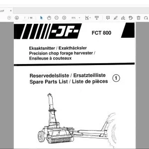 JF STOLL FCT 800 Precision Chop Forage Harvester Parts Manual PDF DOWNLOAD