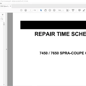 Spra-Coupe Chassis 7450 7650 Repair Time Schedule Manual AG331639A - PDF DOWNLOAD