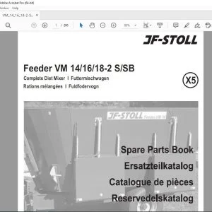 JF STOLL Feeder VM 14 16 18-2 S SB Complete Diet Mixer Parts Manual PDF DOWNLOAD