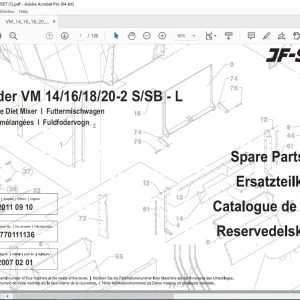 JF STOLL Feeder VM 14 16 18 20-2 S SB - L Complete Diet Mixer Parts Manual PDF DOWNLOAD