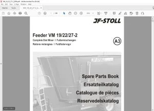 JF STOLL Feeder VM 19 22 27-2 Complete Diet Mixer Parts Manual PDF DOWNLOAD