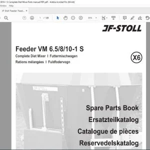 JF STOLL Feeder VM 6.5 8 10-1 S Complete Diet Mixer Parts Manual PDF  DOWNLOAD