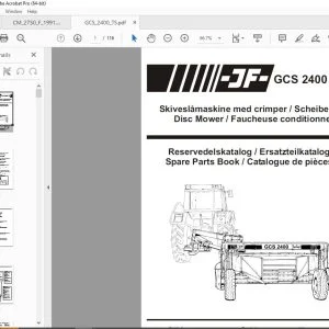 JF STOLL GCS 2400 TS Disc Mower Parts Manual PDF DOWNLOAD