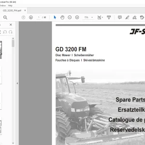 JF STOLL GD 3200 FM Disc Mower Parts Manual PDF DOWNLOAD