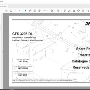 JF STOLL GFS 3205 DL Disc Mower Parts Manual PDF DOWNLOAD