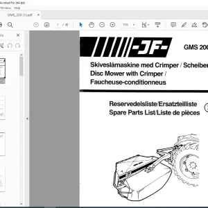 JF STOLL GMS 200 Disc Mower Parts Manual PDF DOWNLOAD