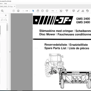 JF STOLL GMS 2400 D Disc Mower Parts Manual PDF DOWNLOAD