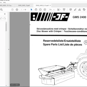 JF STOLL GMS 2400 S Disc Mower Parts Manual PDF DOWNLOAD