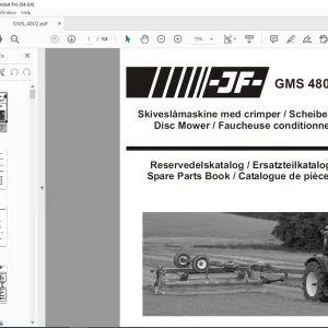 JF STOLL GMS 4802 Disc Mower Parts Manual PDF  DOWNLOAD