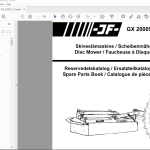 JF STOLL GX 2402 SC Disc Mower Parts Manual PDF DOWNLOAD