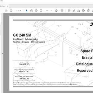 JF STOLL GX 240 SM Disc Mower Parts Manual PDF  DOWNLOAD