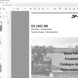 JF STOLL GX 2402 SM Disc Mower Parts Manual PDF DOWNLOAD