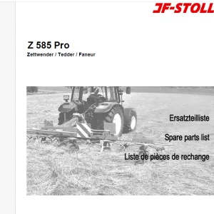 JF STOLL Z 585 Pro Tedder Parts Manual PDF DOWNLOAD