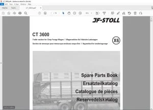 JF Stoll CT 3600 Trailer section for Chop Forage Wagon Parts Manual PDF DOWNLOAD