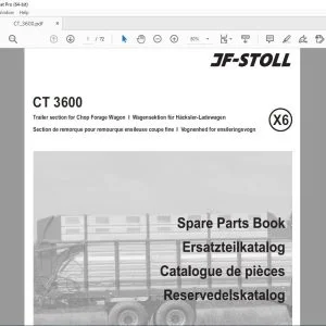 JF Stoll CT 3600 Trailer section for Chop Forage Wagon Parts Manual PDF DOWNLOAD