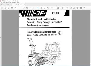 JF Stoll FC 800 Precision Chop Forage Harvester Parts Manual PDF DOWNLOAD