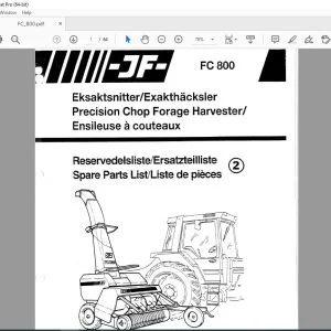 JF Stoll FC 800 Precision Chop Forage Harvester Parts Manual PDF DOWNLOAD