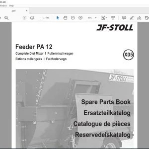 JF Stoll Feeder PA 12 Complete Diet Mixer Parts Manual PDF DOWNLOAD