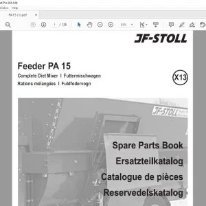 JF Stoll Feeder PA 15 Complete Diet Mixer Parts Manual PDF DOWNLOAD