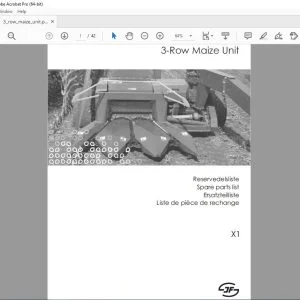 JF Stoll X1 3-Row Maize Unit Parts  Manual PDF DOWNLOAD
