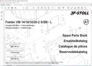 JF STOLL Feeder VM 14 16 18 20-2 S SB - L Complete Diet Mixer Parts Manual PDF DOWNLOAD