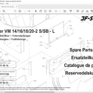 JF STOLL Feeder VM 14 16 18 20-2 S SB - L Complete Diet Mixer Parts Manual PDF DOWNLOAD