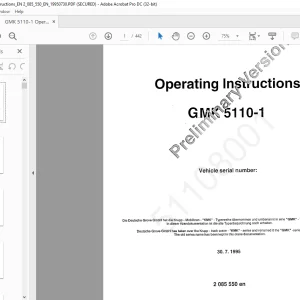 Krupp GMK 5110-1 & KMK 5110-1 Truck Crane Operating Instruction Manual - PDF DOWNLOAD