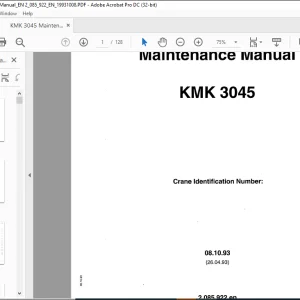 Krupp KMK 3045 Truck Crane Maintenance Manual 2085922 - PDF DOWNLOAD