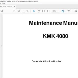 Krupp KMK 4080 Truck Crane Maintenance Manual 2085669 - PDF DOWNLOAD