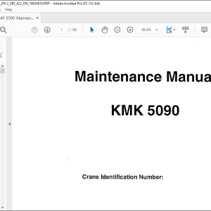 Krupp KMK 5090 Truck Crane Maintenance Manual 2085622 - PDF DOWNLOAD