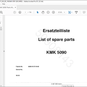 Krupp KMK 5090 Truck Crane Spare Parts Manual 2287929 - PDF DOWNLOAD