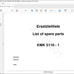 Krupp KMK 5110-1 Truck Crane List of Spare Parts Manual 3003015 - PDF DOWNLOAD