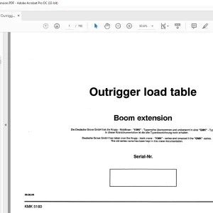 Krupp KMK 5160 Truck Crane Outrigger load table Boom Extension Manual 2295488 - PDF DOWNLOAD