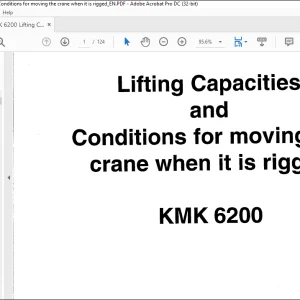 Krupp KMK 6200 Lifting Capacities & Conditions for moving the crane when it is rigged Manual - PDF DOWNLOAD