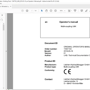 Liebherr Multi-coupling LMK Operator's manual  - PDF DOWNLOAD