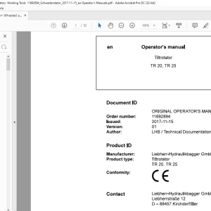 Liebherr Tiltrotator TR 20 TR 25 Operator's manual - PDF DOWNLOAD