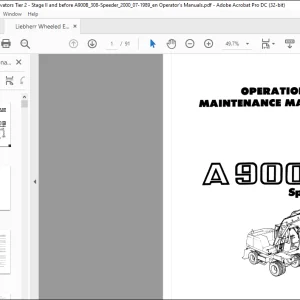 Liebherr Speeder A900B OPERATION AND MAINTENANCE MANUAL - PDF DOWNLOAD
