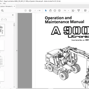 Liebherr A 900 Litronic Excavator Operation & Maintenance Manual SN 4001 - PDF DOWNLOAD