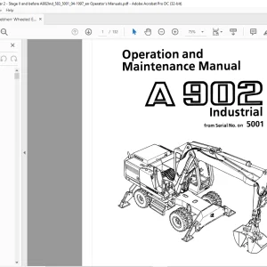 Liebherr A 902 Wheeled Excavator Industrial Operation & Maintenance Manual SN 5001 - PDF DOWNLOAD