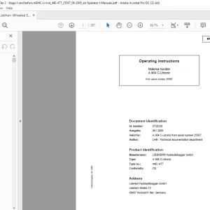 Liebherr A 904 C-Litronic Material handler Operating instructions Manual SN 25567 - PDF DOWNLOAD