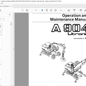 Liebherr A 904 Litronic Excavator Operation & Maintenance Manual SN 8264 - PDF DOWNLOAD