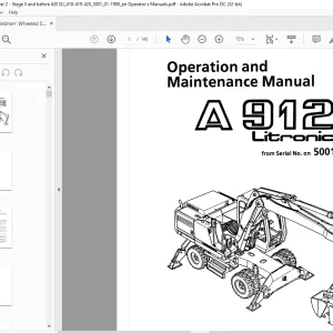Liebherr A 912 Litronic Excavator Operation & Maintenance Manual SN 5001 - PDF DOWNLOAD