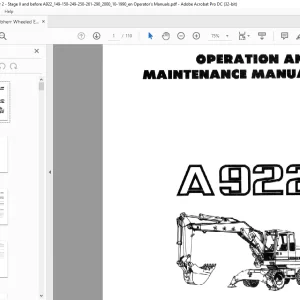 Liebherr A 922 Excavator Operation & Maintenance Manual - PDF DOWNLOAD
